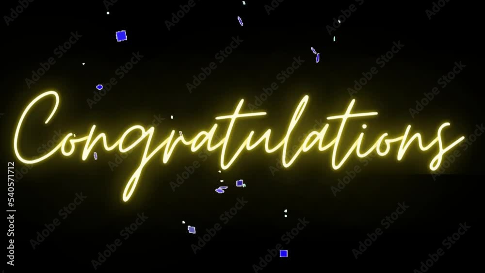 Congratulations. Animated text with garlands and confetti