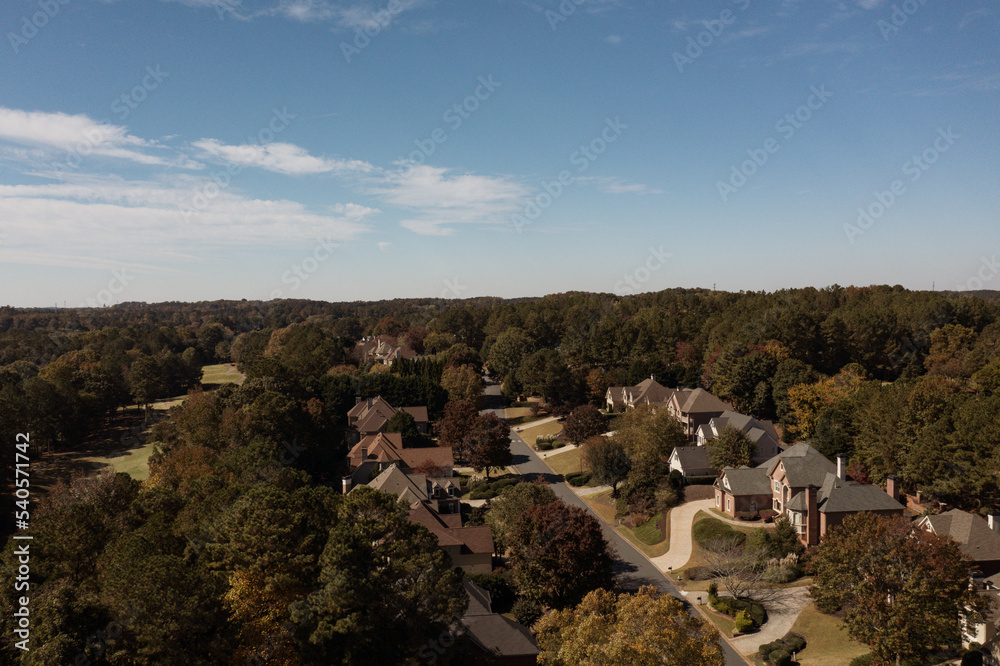 Panoramic aerial view of subdivision during fall of 2022 Panoramic aerial view of subdivision during fall of 2022