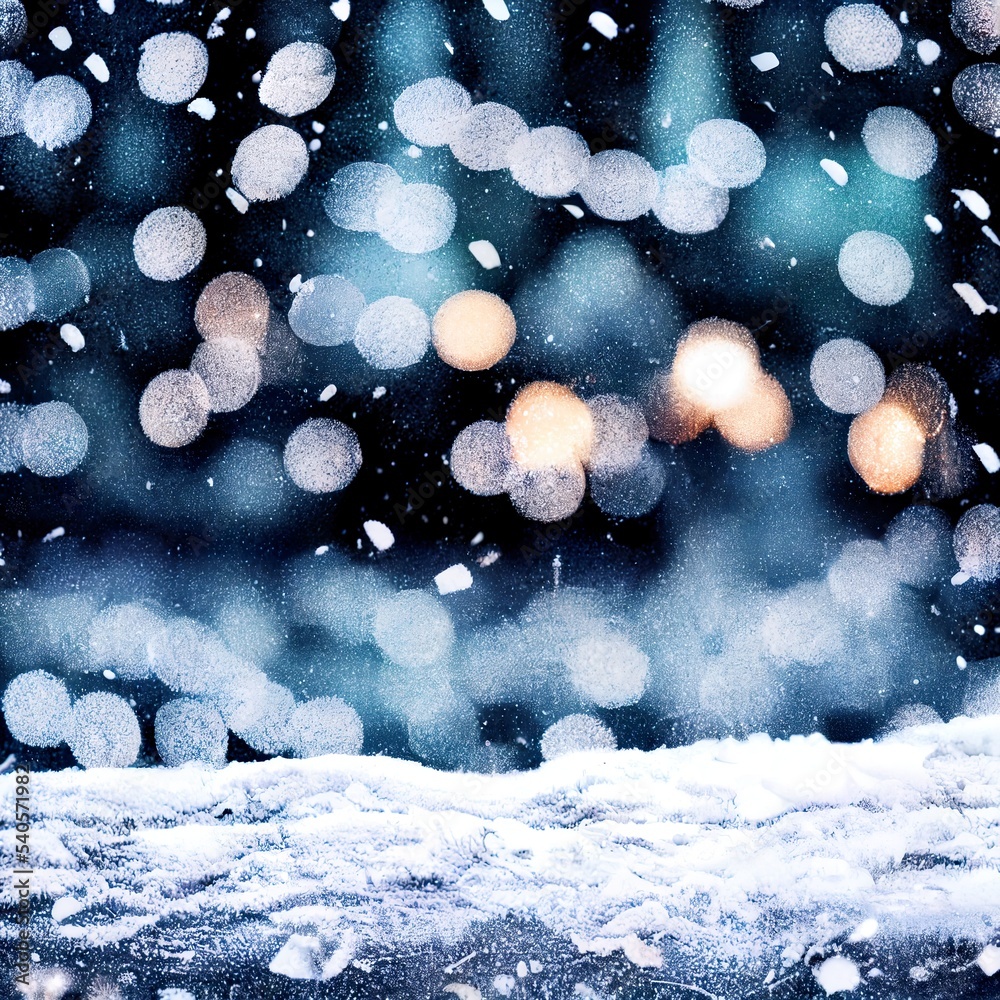 Blurred snowfall background 3d illustration