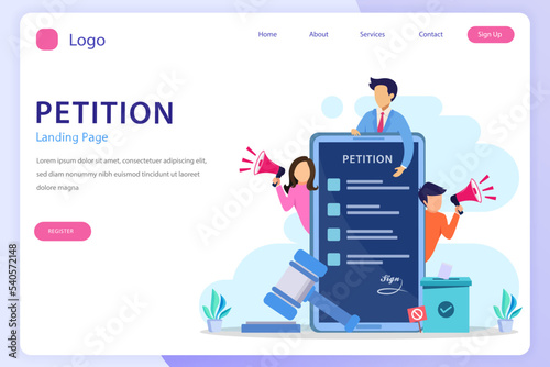 Petition form concept. People signing and spreading petition or complaint. flat vector