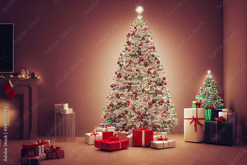 Happy Holiday, A beautiful living room decorated for Christmas. Happy Holiday, A beautiful living room decorated for Christmas.