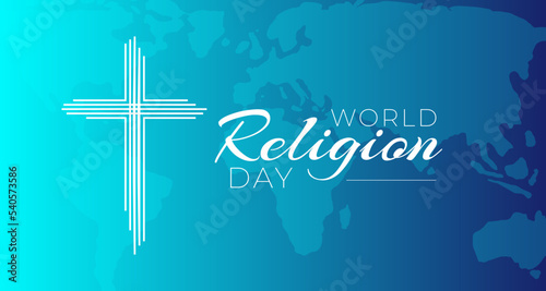 World Religion Day  Background Illustration with Christian Cross