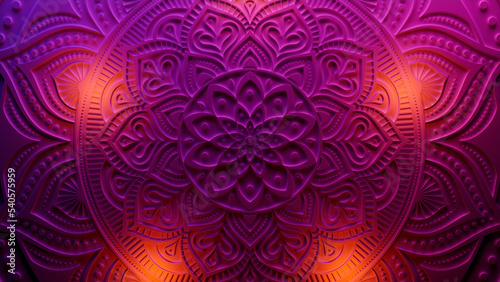 Diwali Celebration Background, with Pink Three-dimensional Decorative Design. 3D Render. photo