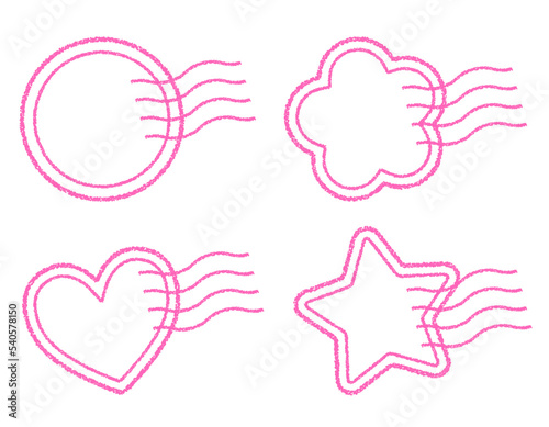 クレヨン素材の消印・スタンプの4種セット 装飾