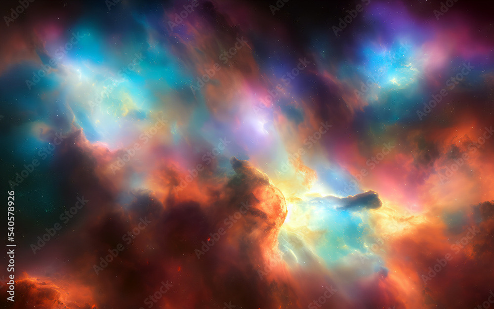 Colorful universe and galaxy. Nebula and stars in the galaxy. 3D Illustration Colorful universe and galaxy. Nebula and stars in the galaxy. 3D Illustration