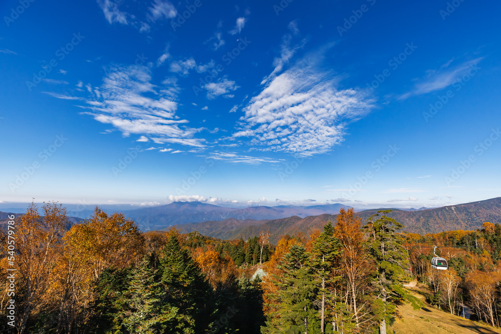 Fototapeta premium 日光白根山周辺の紅葉した山の景色
