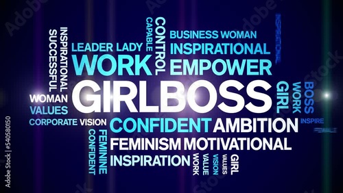 Girlboss animated tag word cloud;text design animation kinetic typography seamless loop. photo