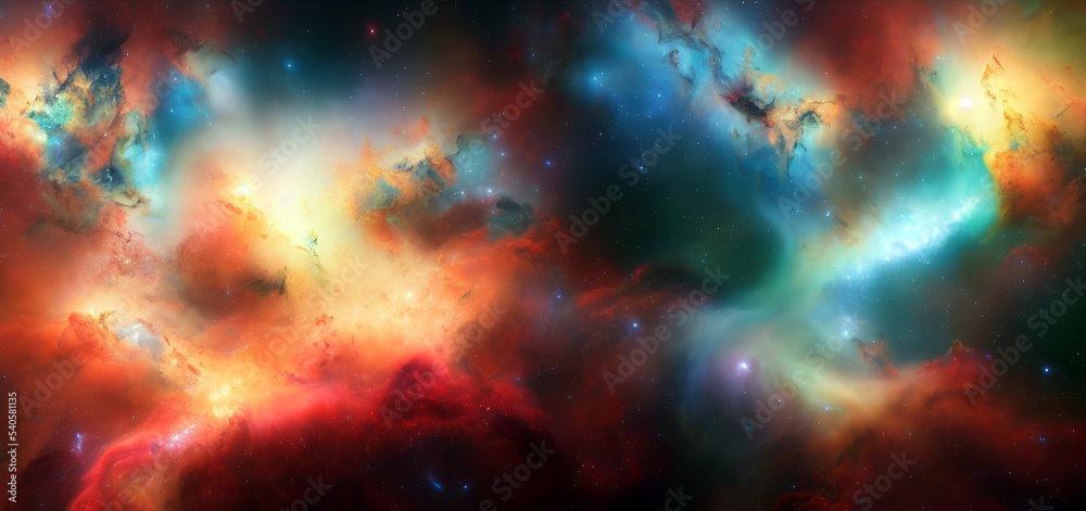 Colorful universe and galaxy. Nebula and stars in the galaxy scape. 3D Illustration