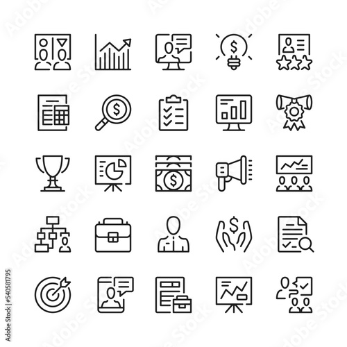Business consulting line icons. Outline symbols. Vector line icons set