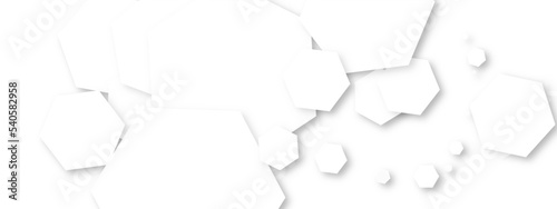 Abstract white geometric hexagon background with shadow. Hexagonal pattern background. Vector illustration.