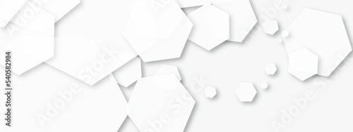 Abstract white geometric hexagon background with shadow. Hexagonal pattern background. Vector illustration.