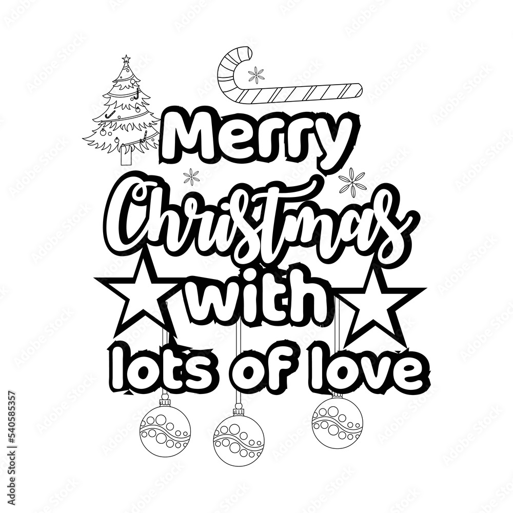 Merry Christmas Coloring page. Christmas line art coloring page design for kids.