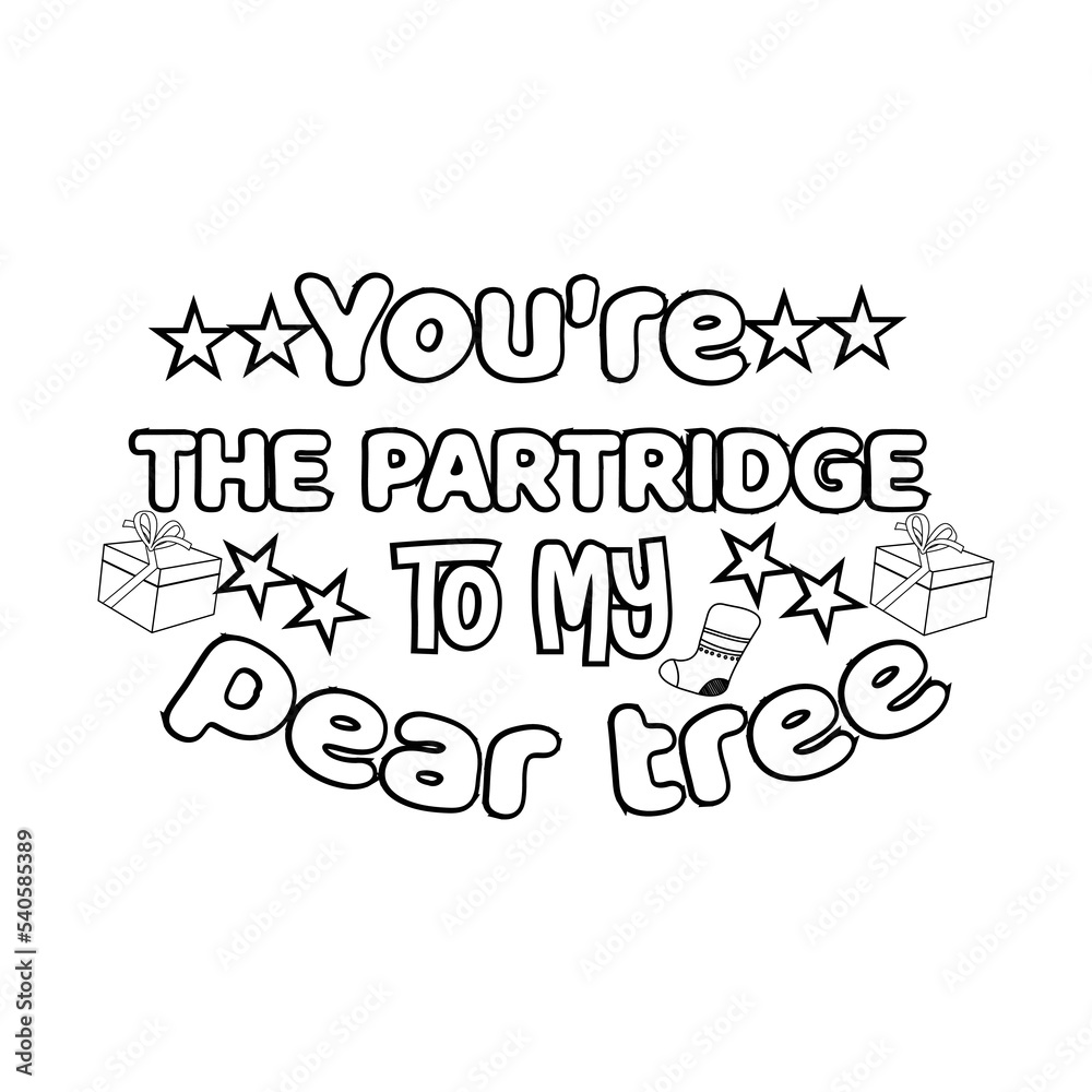 Merry Christmas Coloring page. Christmas line art coloring page design