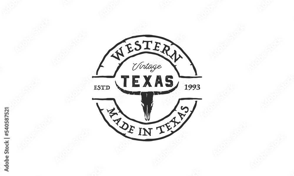 Fototapeta premium Texas Longhorn logo, Country Western Bull Cattle Vintage Retro Logo Design