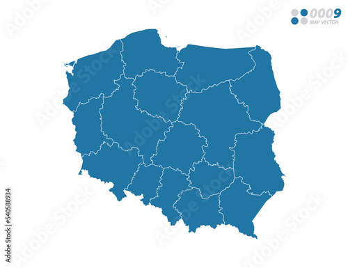 Vector blue of map Poland.