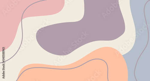 Fashion Stylish Templates with Organic Abstract Shapes and Line in Nude Pastel Colors Minimalist Background with Copy Space for Text or Message