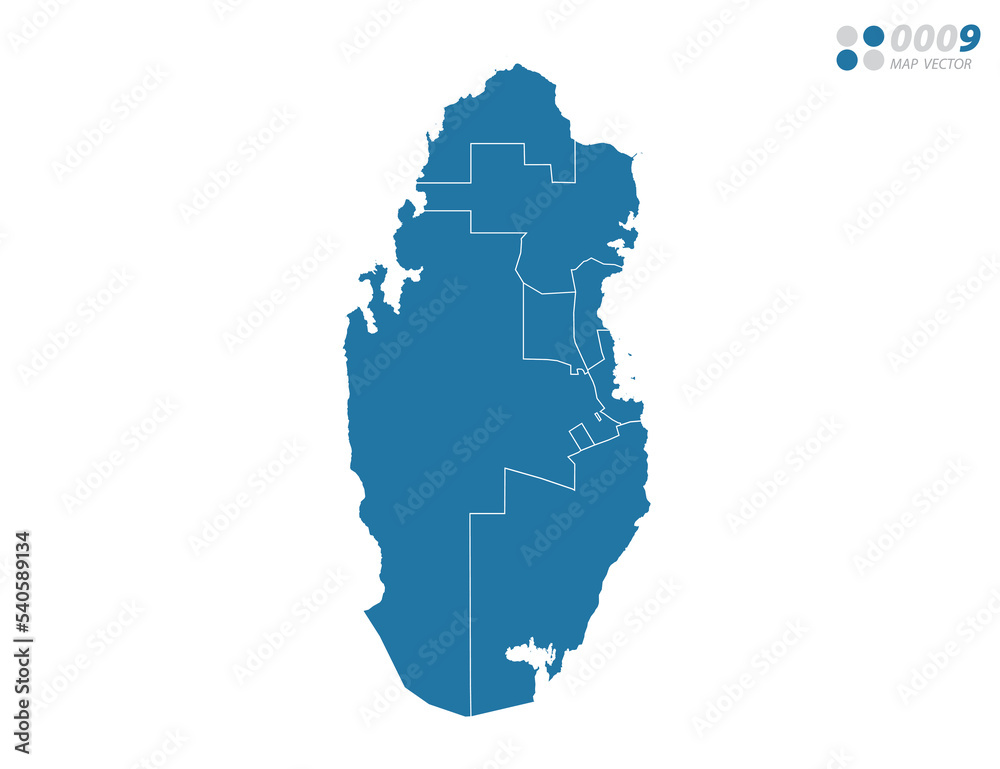 Vector blue of map Qatar. Vector blue of map Qatar.