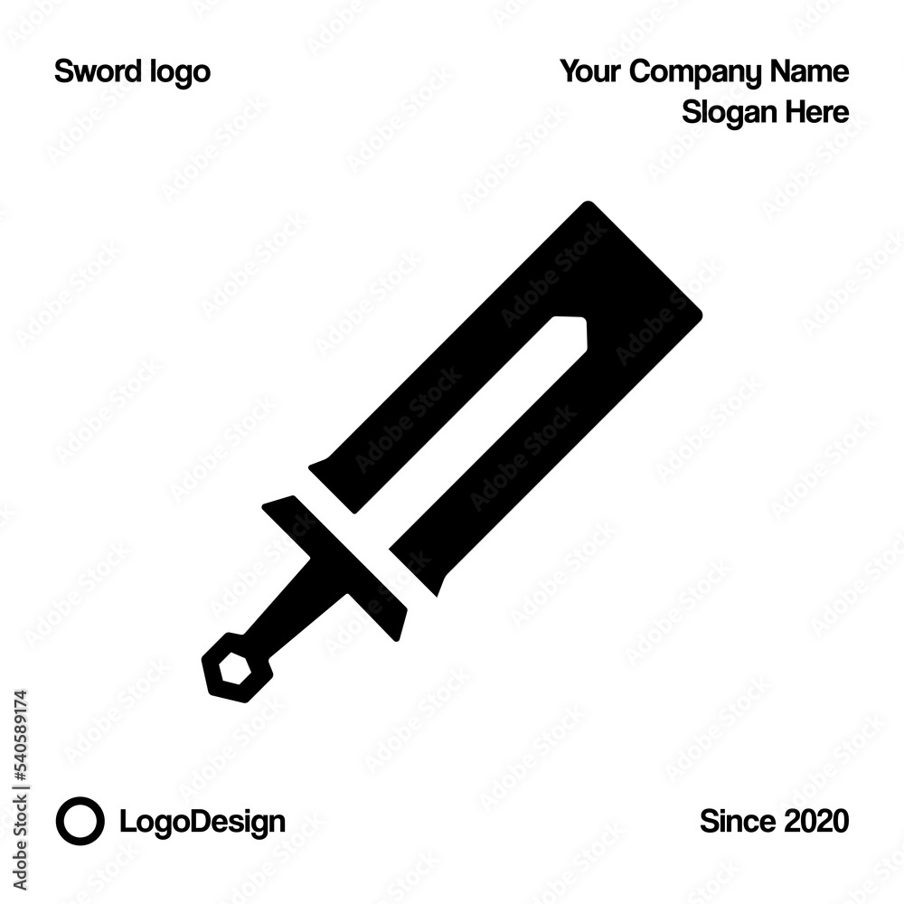negative space sword logo design vector negative space sword logo design vector