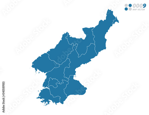 Vector blue of map North Korea.