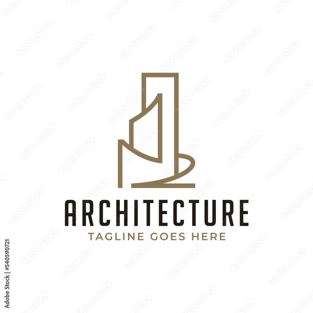 Luxury Urban Building Skyscraper Linear Logo Design Luxury Urban Building Skyscraper Linear Logo Design