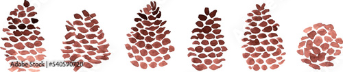 水彩画。水彩タッチの松ぼっくりイラスト。松ぼっくりのベクターイラスト。Watercolor painting. Illustration of pine cones with watercolor touch. Vector illustration of pine cones.