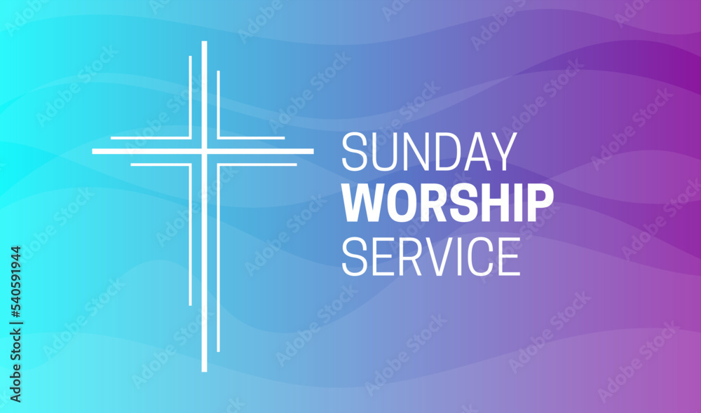 Sunday Worship Service Background Illustration with Christian Cross - obrazy, fototapety, plakaty 