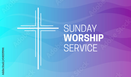 Sunday Worship Service Background Illustration with Christian Cross