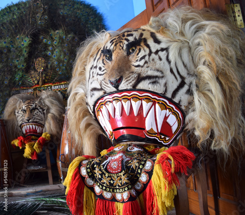 The head of Reog Ponorogo is named barongan. Traditional art in Java, Indonesia, filled with mystique photo