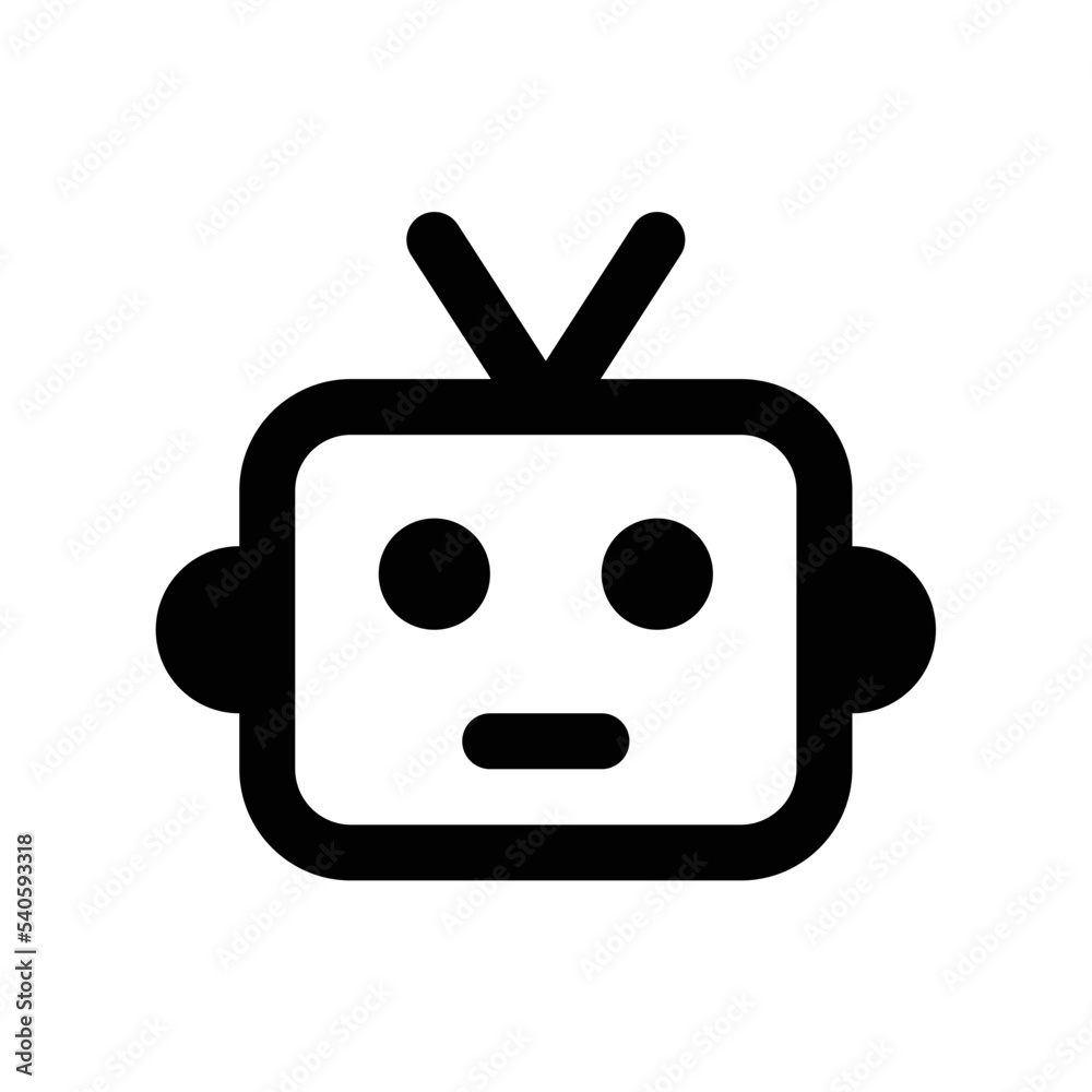 Bot program icon for digital assistant artificial intelligence technology in black outline style Bot program icon for digital assistant artificial intelligence technology in black outline style