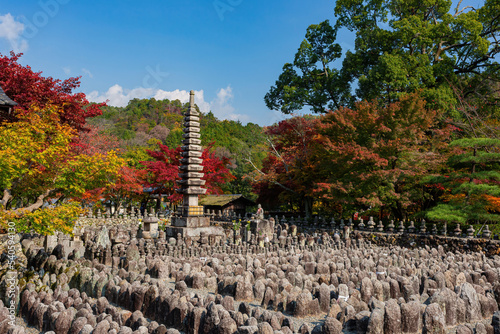 Sunny autumn landscape at Adashino Nenbutsu Ji photo