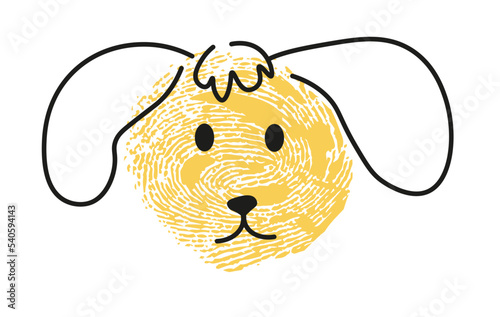 Thumbprint drawing of dog character muzzle vector