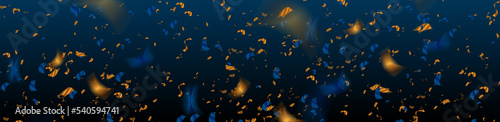 Golden and blue glitter confetti abstract deluxe background. Vector banner design