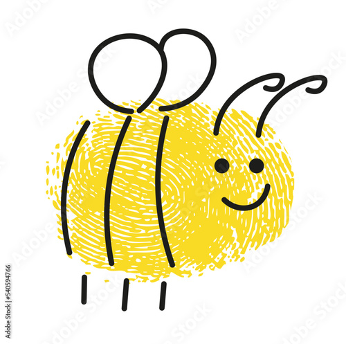 Thumbprint drawing of flying honeybee animals