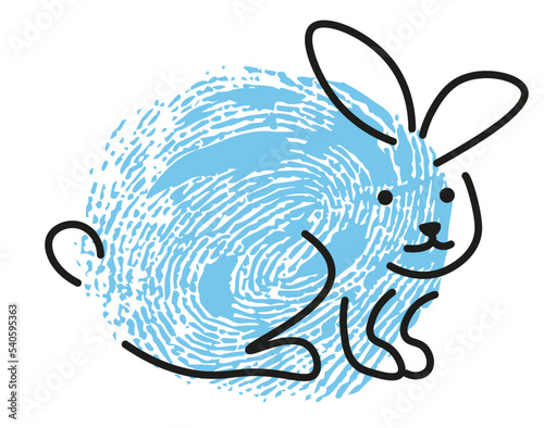 Thumbprint drawing of hare or bunny animal vector