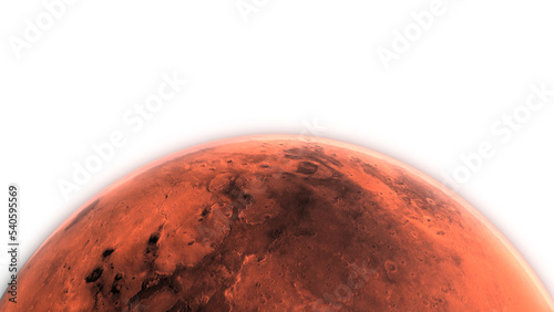 Fototapeta Naklejka Na Ścianę i Meble -  3D Render Close Up Mars Planet 360 Rotation On Galaxy Space Star Field 3D Illustration
