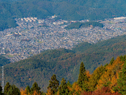 Aerial view of the Iwakura cityscape from Mount Hiei photo