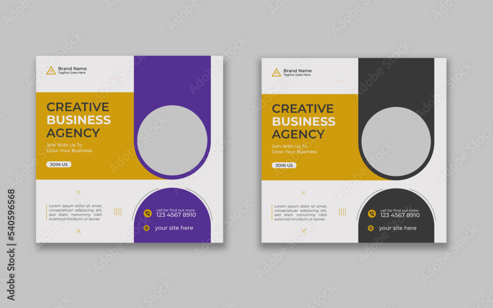 Creative marketing agency social media post and banner template