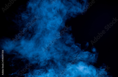 blue smoke with black background, cloud