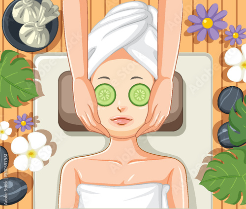 Woman getting facial mask spa
