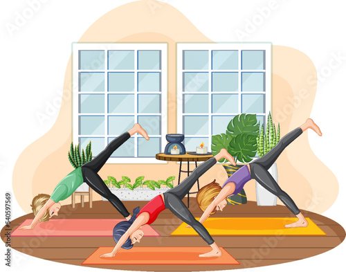 Group of people practicing yoga