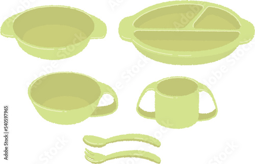 離乳食食器のイラスト