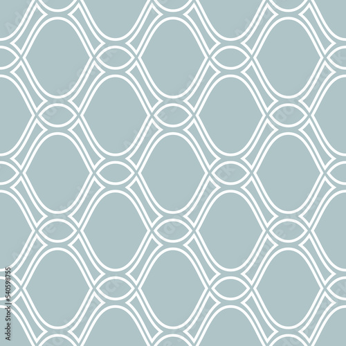 Seamless ornament. Modern background. Geometric modern pattern with white wavy lines