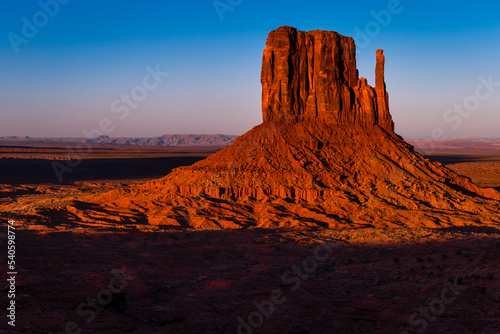 The Mittens, buttes in Monument Valley at sunrise, Arizona and Utah, USA