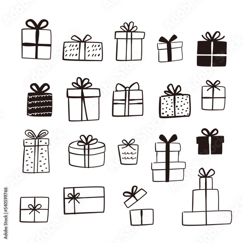 Vector hand drawn gift box illustration set