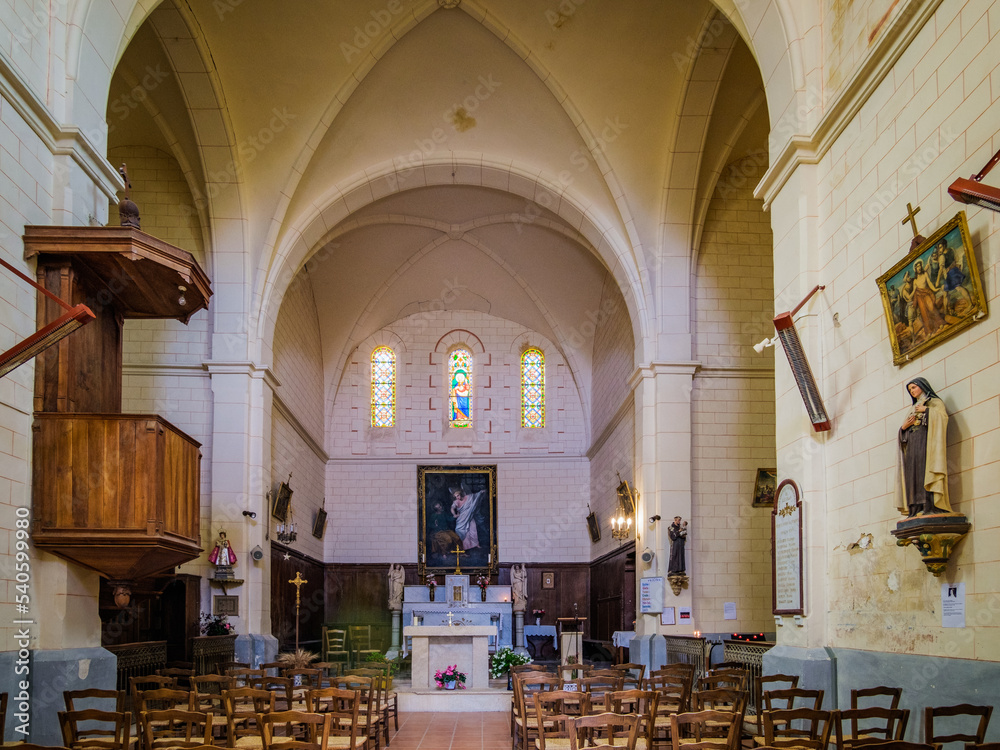 Inside the Saint Pierre church in the medieval village of Lussan in the South of France (Gard)