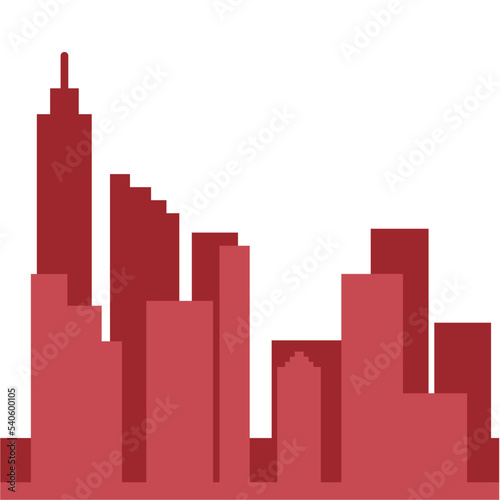 silhouette red city building in flat illustration vector  buiding cityscape design for background