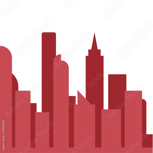 silhouette red city building in flat illustration vector  buiding cityscape design for background