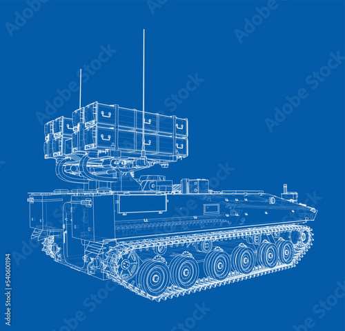 Military track missle system. Vector