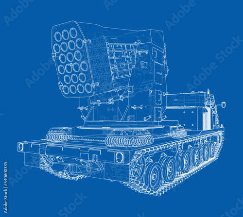 Military track missle system. Vector