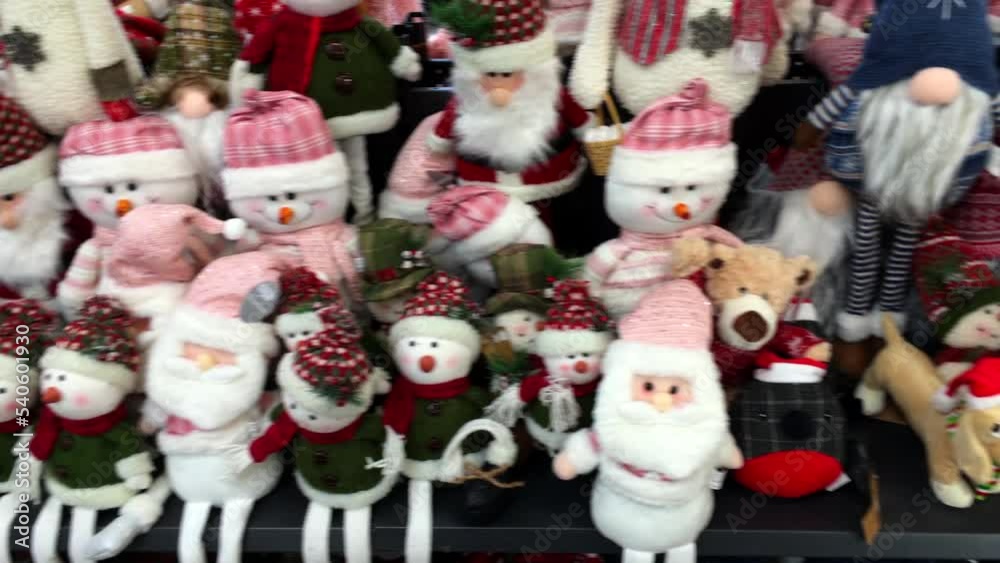 Display of Christmas soft toys in a department store Display of Christmas soft toys in a department store